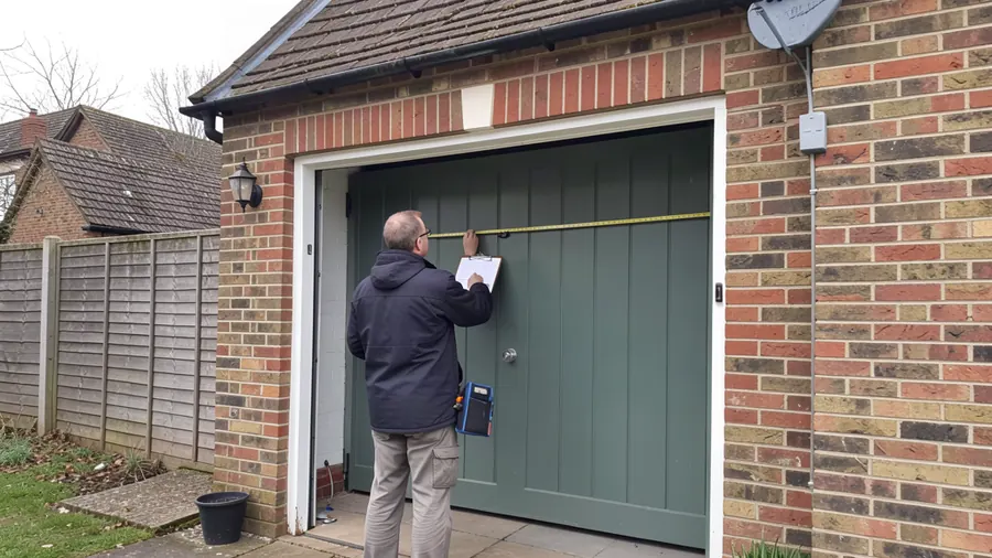 Surveyor recording swing gate leaf width and opening arc before automation is quoted