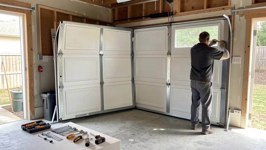 Aluminium bi-folding gate opening across a modern driveway